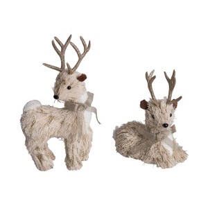 Transpac Thread Deer Gold Ribbon Set of 2 Decorative Animal Figurines Foam Christmas Multicolor Tabletop Decor Indoor Use Gift Giving and Hostess - 1 of 1