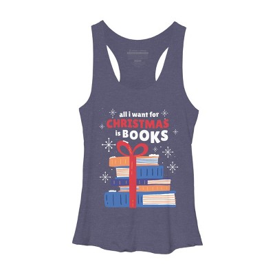 Women's Design By Humans Christmas books By ArtStyleAlice Racerback Tank Top