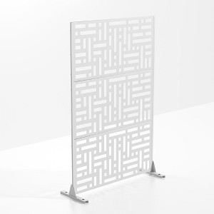 Wooakway 72"H 47"W 16"D Metal Outdoor Privacy Screen Freestanding Patio Decorative Screens - 1 of 4
