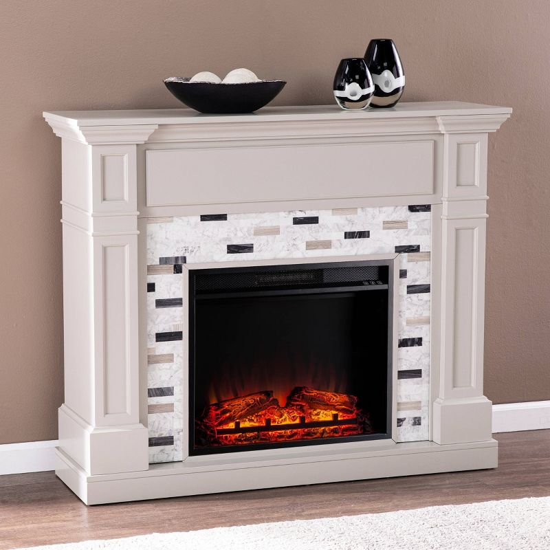 Talsham Fireplace with Marble Surround Gray - Aiden Lane, 4 of 15