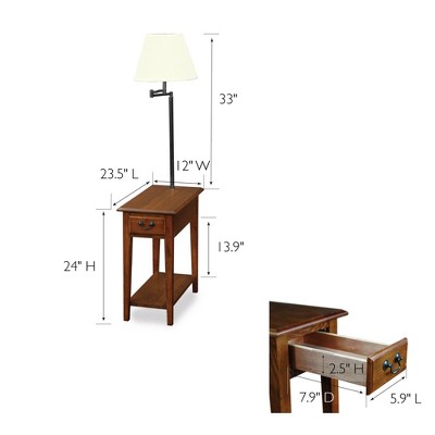 Medium Oak Rectangular Lamp Table with Storage Drawer