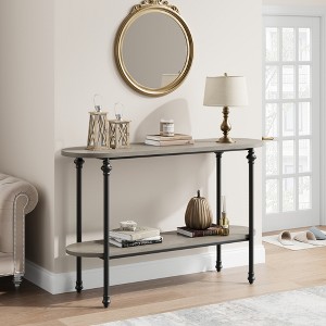 Narrow Entryway Table, Console Table with Storage Shelves, Thin Behind Couch Table, Skinny Sofa Table, Gray Entry Tabley - 1 of 4