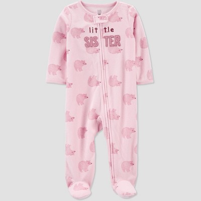 Carter's Just One You® Baby Girls' 'Little Sister' Footed Pajama - Pink 3M