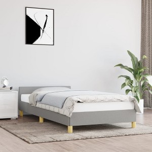 vidaXL Bed Frame with Headboard Light Gray 39.4 in.x74.8 in. Twin Fabric - 1 of 4