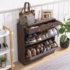RISOKEYS Mirror Shoe Cabinet with 2 Tier Drawers, Mirror Shoe Rack with 1 Drawer Storage for Entrance, Entryway, Bedroom,Brown Finish - 2 of 4