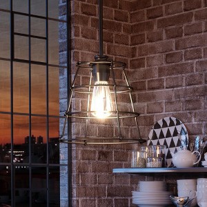 Urban Ambiance Luxury Urban Loft Pendant Light,  11"H x 10"W,  Midnight Black Finish, UHP3421 - 1 of 4