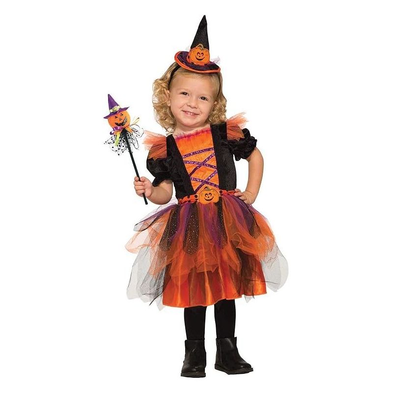 Forum Novelties Girl's Deluxe Pumpkin Witch Costume 6-12 Months, 1 of 3