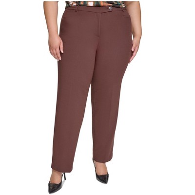 Calvin Klein Womens Mid Rise Straight Leg Casual Trouser Pants