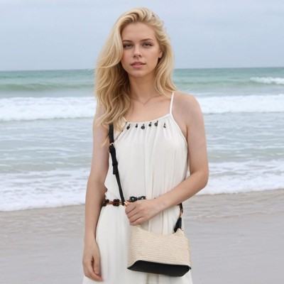 FATMOON Straw Bag for Women Summer Beach Shoulder Bag Vacation Woven Crossbody Purse Small Top Handle Satchel Handbag