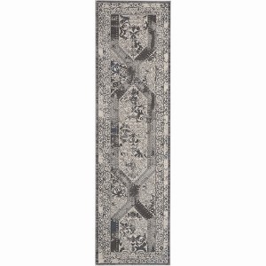 Nourison Grand Expressions Distressed Tiles Indoor Area Rug Grey/Ivory 2'2" x 7'6" - 1 of 4