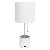 Hammered Metal Organizer Table Lamp with USB Charging Port and Fabric Shade - Simple Designs - 3 of 4