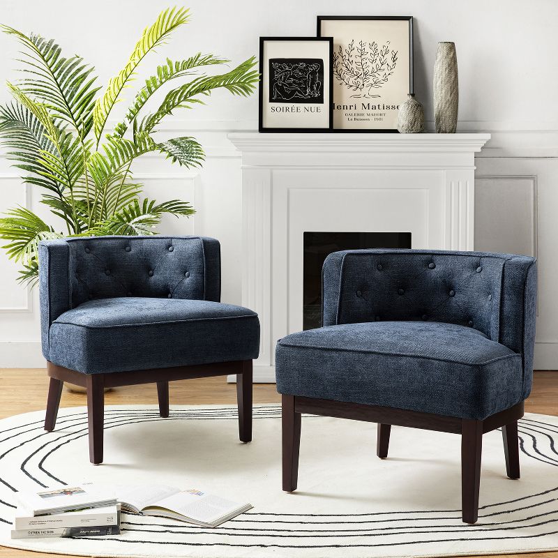 Set of 2 Renaud Upholstered Barrel Chair with solid wood legs | ARTFUL LIVING DESIGN, 2 of 12