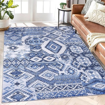 Area Rug Living Room Rug Non Slip Washable Rugs for Bedroom  Geometric Aesthetic Carpet Stain-Resistant Foldable Thin Floor Cover