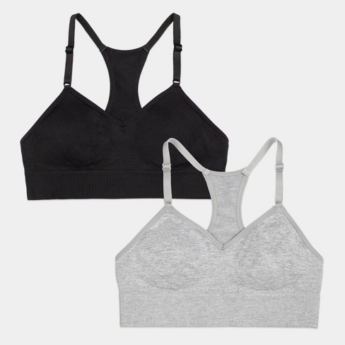 Fruit Of The Loom Women's Front Close Racerback Sport Bra, 2-pack White  With Grey/black With Grey 36 : Target