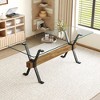 DOMETOUR Elegant 79x31.5 Tempered Glass Dining Table with X-Shaped Black Metal Legs & Wood Grain MDF, Seats 6-10, 0.39 Thick - 3 of 4