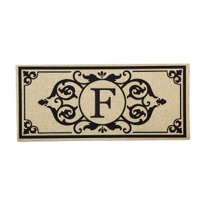 Evergreen Flag Cambridge Monogram Burlap Sassafras Switch Mat, Letter F - 1 of 4