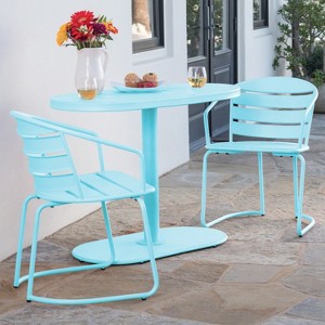 Christopher Knight Home Porto Outdoor Modern 3 Piece Iron Oval Table Bistro Set - 1 of 4