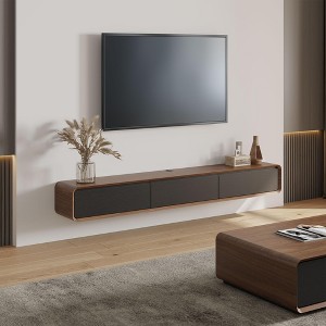 POVISON Fully Assembled Modern Floating TV Stand for TVs up to 65",Wall-Mounted Entertainment Center with 3 Flip-Down Cabinet Doors TV Console - 1 of 4