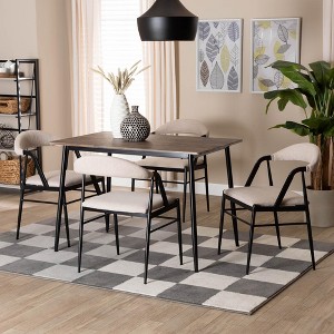 Baxton Studio Orrin Modern Industrial Beige Fabric and Metal 5-Piece Dining Set - 1 of 4