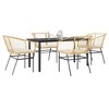vidaXL 5 Piece Patio Dining Set with Cushions Brown and Cream White Poly Rattan Glass - 63" x 31.5" x 29.1" - 2 of 4