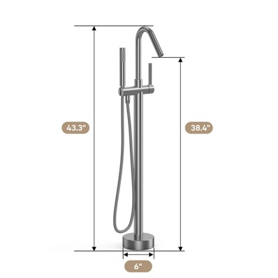 Matte Black Nickel-Plated Freestanding Bathtub Faucet with Handheld Shower