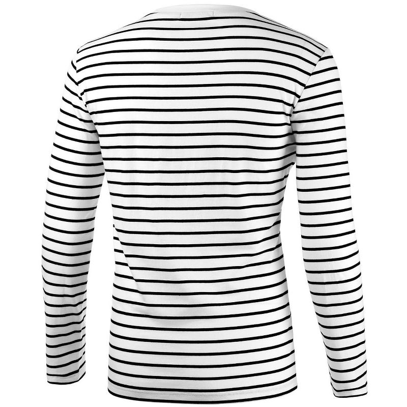Lars Amadeus Men's Casual Striped Crew Neck Long Sleeve Pullover T-Shirt, 2 of 8