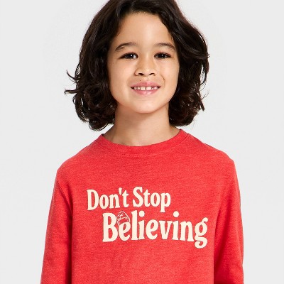 Детские Cat & Jack Boys' Long Sleeve "Don't Stop Believing" Graphic T-Shirt - Cat & Jack™ Red M — фото 2