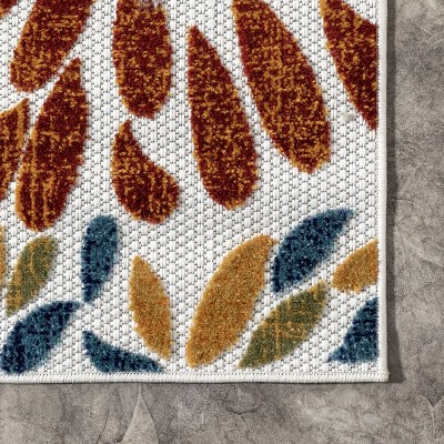 Blue and Multicolor Synthetic Floral Square Area Rug, 8' x 8'