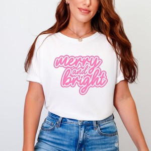 Merry & Bright Outline Puff  - Women's Garment Dyed Graphic T-Shirt - 1 of 3