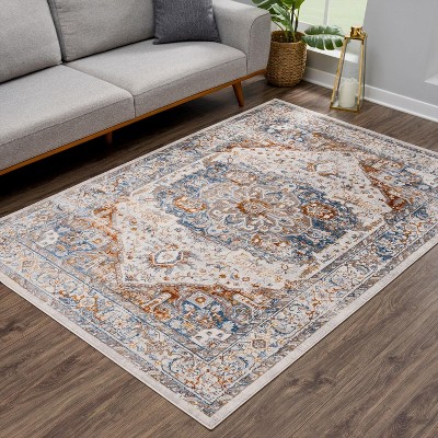 Luxe Weavers Distressed Floral Area Rug, Steel 4x5 : Target