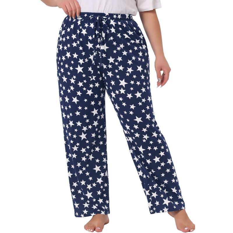 Agnes Orinda Women's Plus Size Classic Star Print with Pockets Comfy Pajamas Pants, 2 of 6
