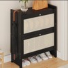 YIYIBYUS Free Standing Shoe Racks Natural Rattan Shoe Cabinet, Black - 3 of 4