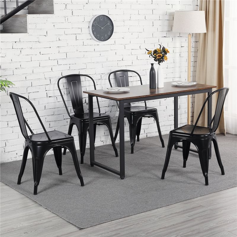 Yaheetech Pack of 4 Stackable Classic Metal Dining Chair for Indoor Outdoor, 3 of 11