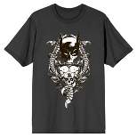 Batman Bat Mask With Three Skulls Men's Charcoal Crew Neck Short Sleeve Tee