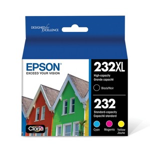 Epson T232XLBCS T232XL T232 Claria Ink 450 165 Page Yield Black Cyan Magenta Yellow