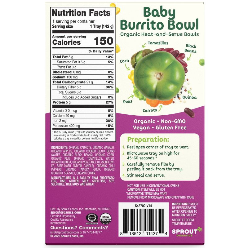 Sprout Foods Organic Burrito Bowl Toddler Meals - 5oz, 3 of 6