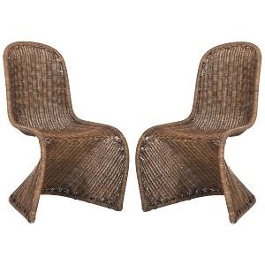 Tana Wicker Side Dining Chair - Brown Multi (Set of 2) - Safavieh
