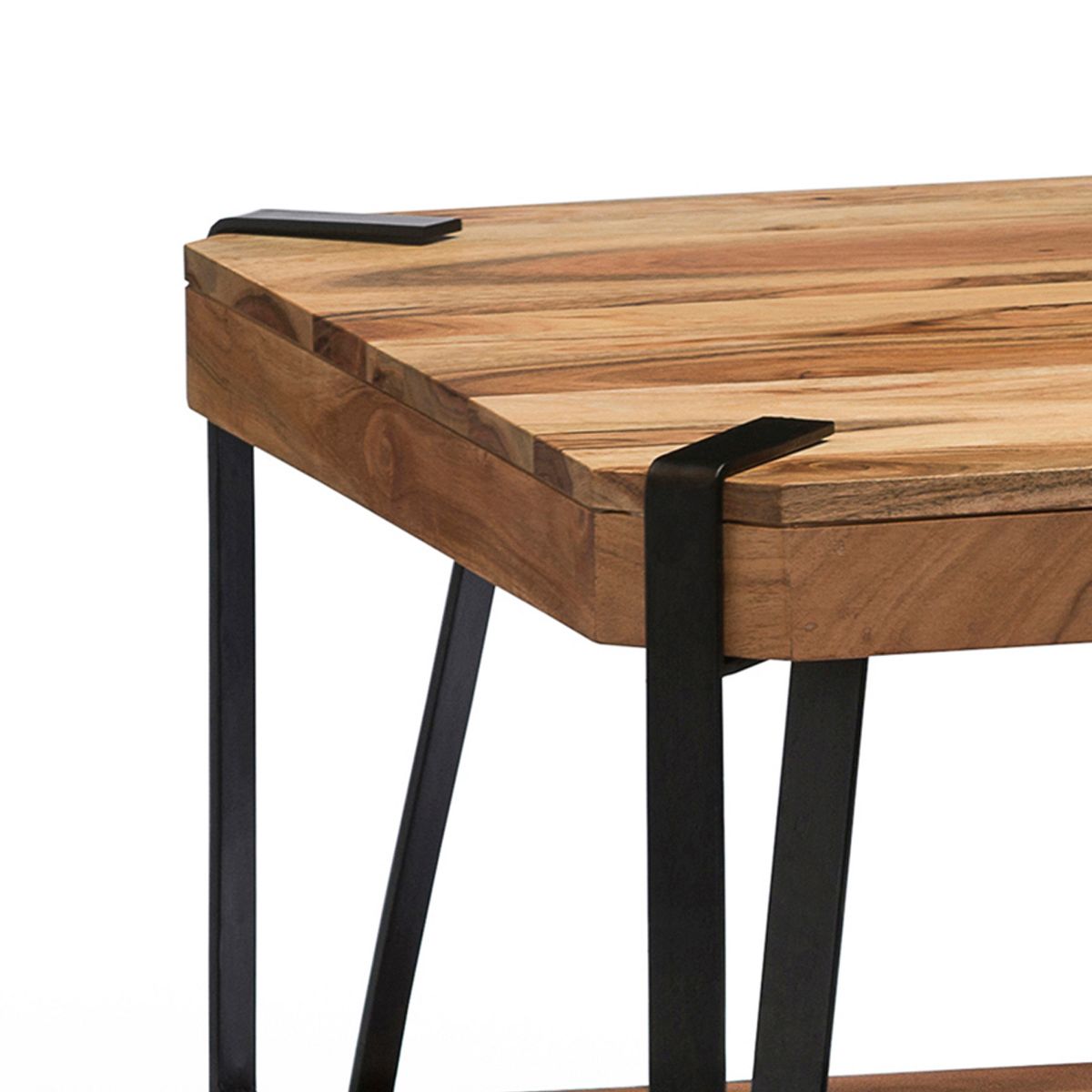 Alaterre Furniture 28" Ryegate Natural Brown Live Edge Solid Wood Cube Coffee Table Metal And Wood: Acacia Top, 4-Leg Base - thumbnail 2