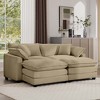 2-Seater Corduroy Sofa Bed with 2 Footrests and Flexible Combination for Living Room - 2 of 4