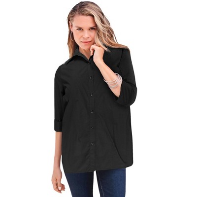 Roaman's Women's Plus Size Three-quarter Sleeve Kate Big Shirt - 44 W ...