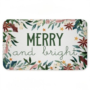 Stupell Industries Merry And Bright Seasonal Florals Printed Anti-Fatigue Floor Mat, design by Kim Allen, 30"x18" - 1 of 4