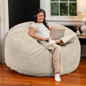 Jaxx 5 Foot Saxx - Large Round Bean Bag Chair for Adults - Lush Velvet - 1 of 3