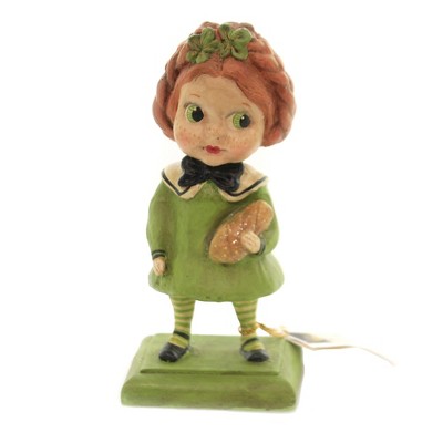 Saint Patricks 7.75" St Patty Girl With Bread Irish Green Clover  -  Decorative Figurines