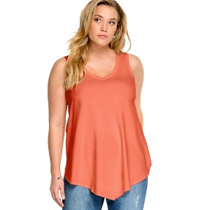 ellos Plus Size V-Neck Pointed Front Tank - 1 of 4