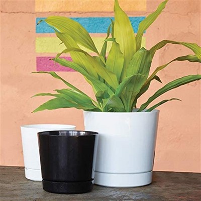 White 10-Inch Round Plastic Cylinder Planter