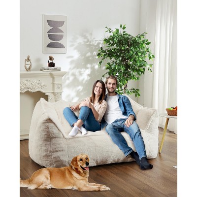 Lazy Sofa Double Bean Bag Sleepable Comfy Floor Loveseat, Giant Beanbag Lounger for Bedroom Balcony Dormitory Game Room