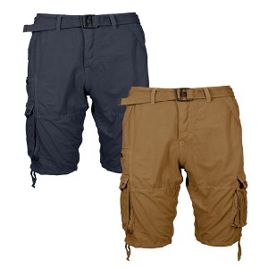 Galaxy By Harvic 2-Pack Men's Vintage Cotton Cargo Belted Shorts (Sizes, 30-42) - 1 of 3
