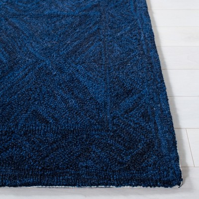 Hand-Tufted Elegance Square Wool Rug in Striking Blue - 6'