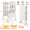 Costway Folding Kitchen Kids Step Ladder Stool Wooden Toddler Safety Tower Helper Coffee/White - 3 of 4
