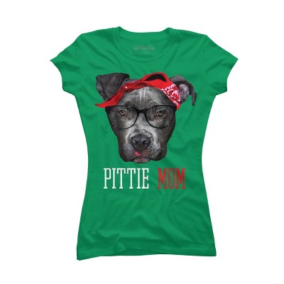 Junior's Design By Humans Mother's Day Pittie Mom Pitbull Dog Lovers By dandingroz T-Shirt